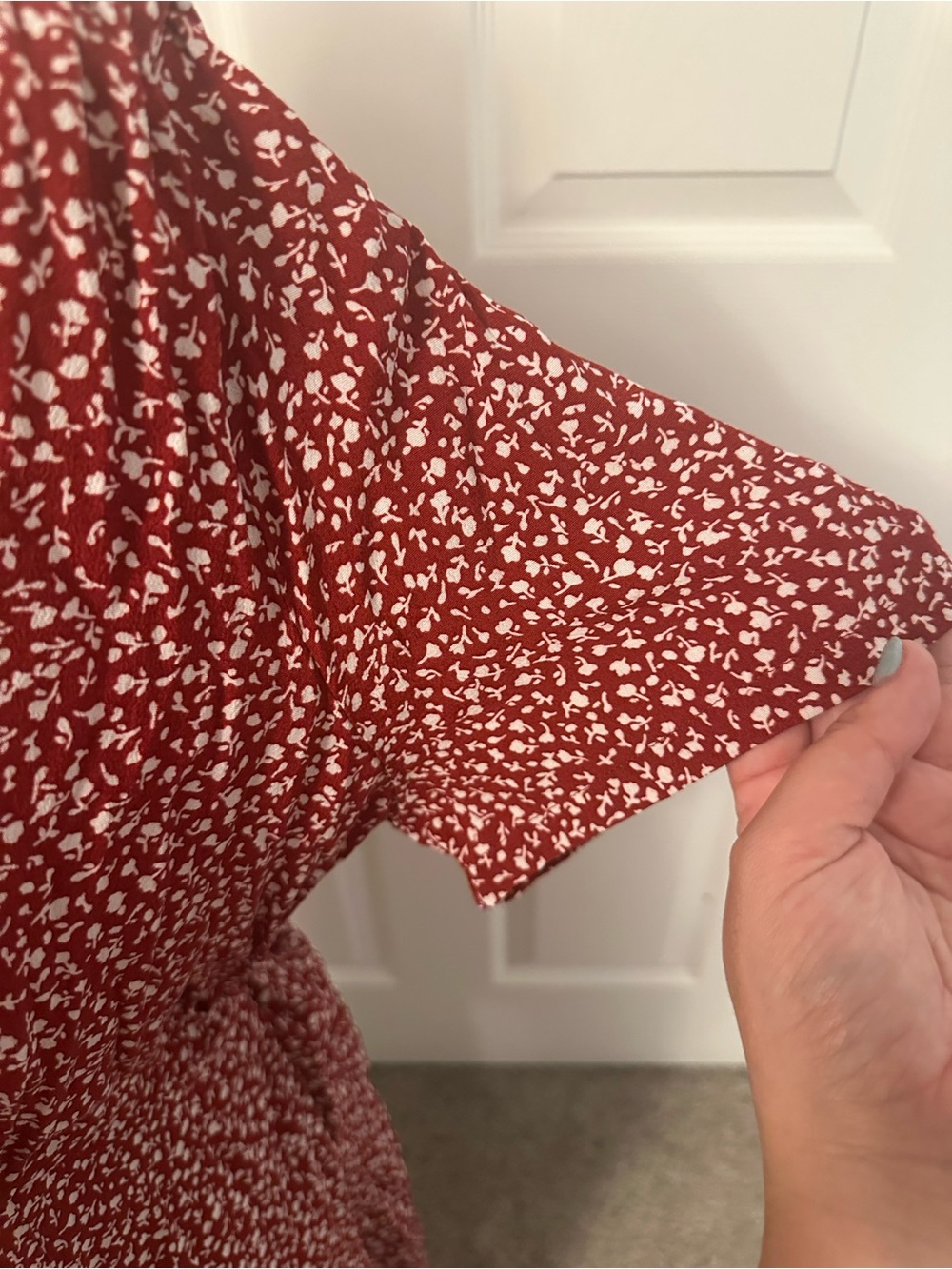 Levi's Red Floral V-Neck Maxi Dress with White Print - Picture 3 of 5